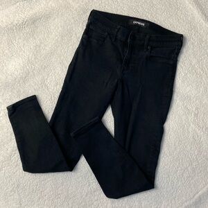 Express Mid Rise Stretch Legging Black Denim Size 2 SHORT